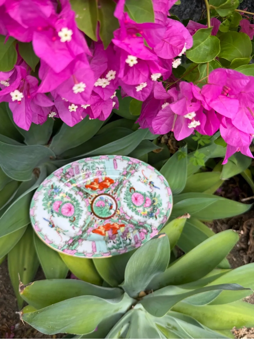 Vintage Pair of Famille Rose Medallion oval platters 13” x 9.5”